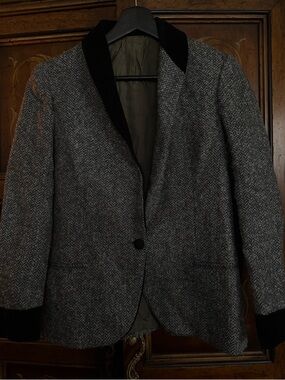 Vintage Grey and Black Wool Blazer